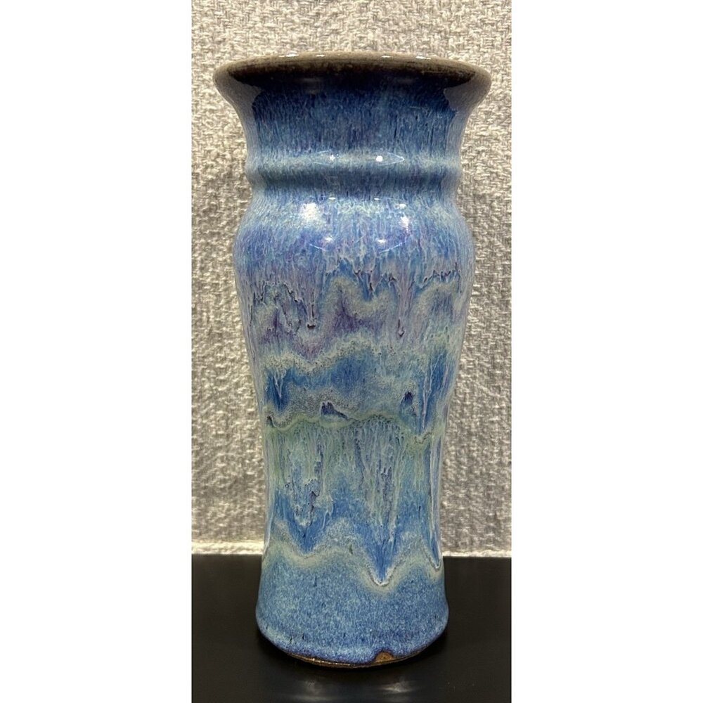 Ken Merrick OA Galleries Studio Art Pottery Vase Bohemian Unique Blue 9 3/8” - Picture 9 of 14